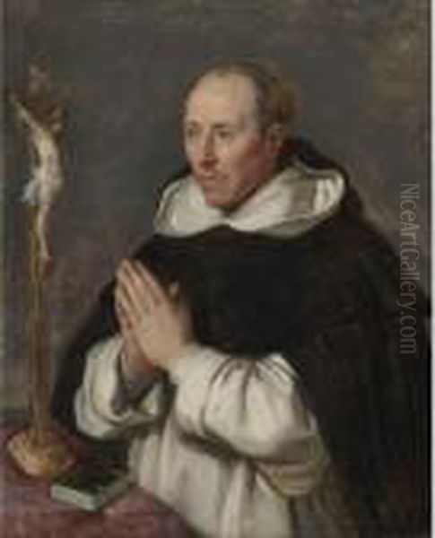 A Monk Praying, Presumably Saint Thomas Aquinas Oil Painting by (studio of) Rubens, Peter Paul