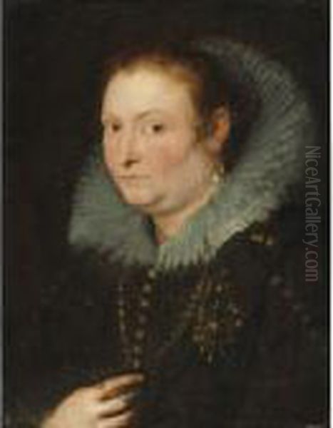 Portrait Of A Lady, Possibly A Member Of The Brandt Family Oil Painting by (studio of) Rubens, Peter Paul