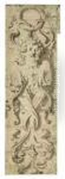 Design For A Decorative Panel With The Head Of A Putto Oil Painting by (studio of) Rubens, Peter Paul