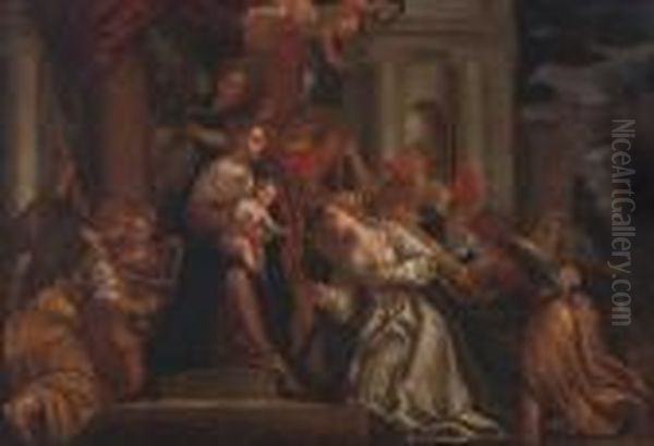 The Mystical Marriage Of Christ Andcatharine Of Siena Oil Painting by (studio of) Rubens, Peter Paul