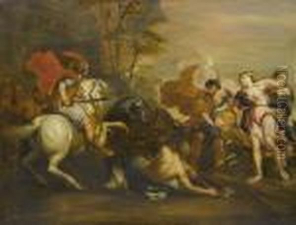 Wild Boar Hunt Oil Painting by (studio of) Rubens, Peter Paul
