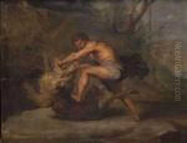 Hercule Et Le Lion De Nemee Oil Painting by (studio of) Rubens, Peter Paul