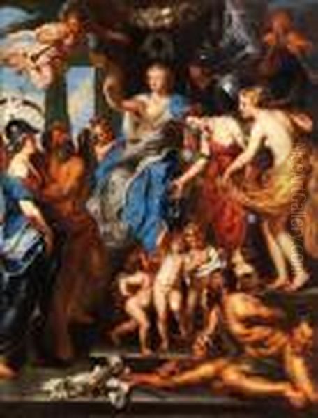 Die Gluckliche Regierung Maria Di Medici Oil Painting by (studio of) Rubens, Peter Paul