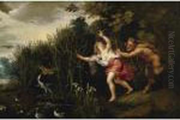 Landscape With Pan And Syrinx Oil Painting by (studio of) Rubens, Peter Paul