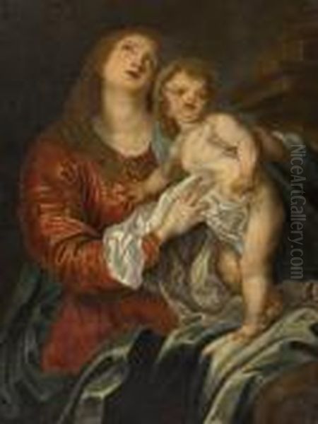 Madonna Con Bambino Oil Painting by (studio of) Rubens, Peter Paul