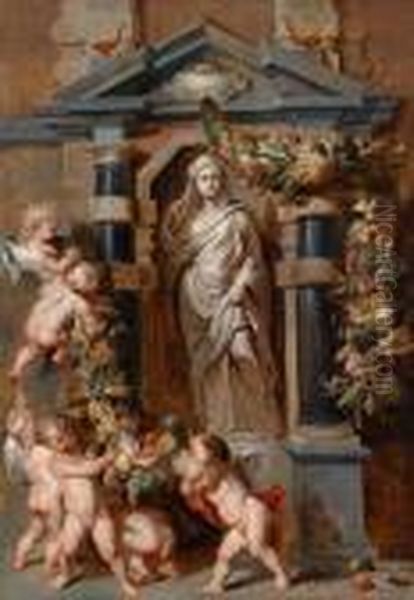 Werkstatt Diestatue Der Gottin Ceres In Einer Nische Oil Painting by (studio of) Rubens, Peter Paul