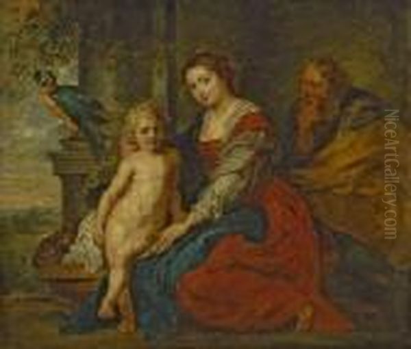 Die Heilige Familie Mit Dem Papagei Oil Painting by (studio of) Rubens, Peter Paul