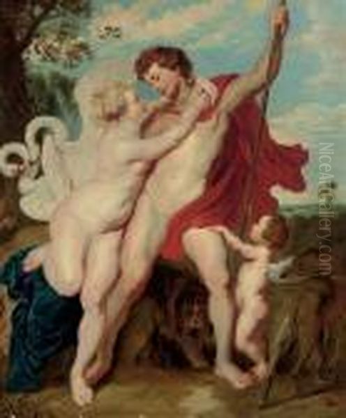 Venus And Adonis Oil Painting by (studio of) Rubens, Peter Paul