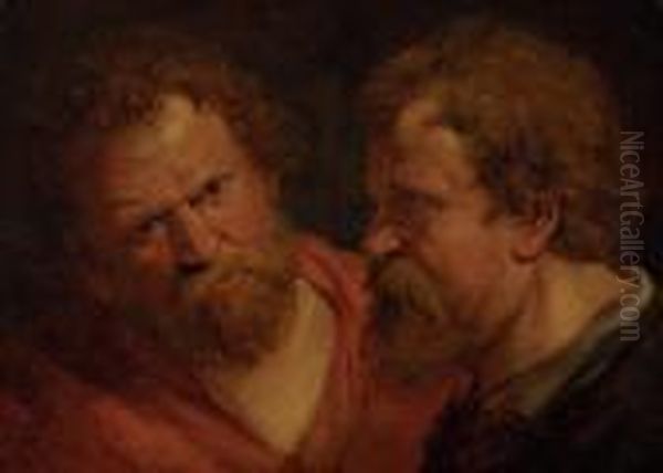 Study Of Two Male Heads Oil Painting by (studio of) Rubens, Peter Paul