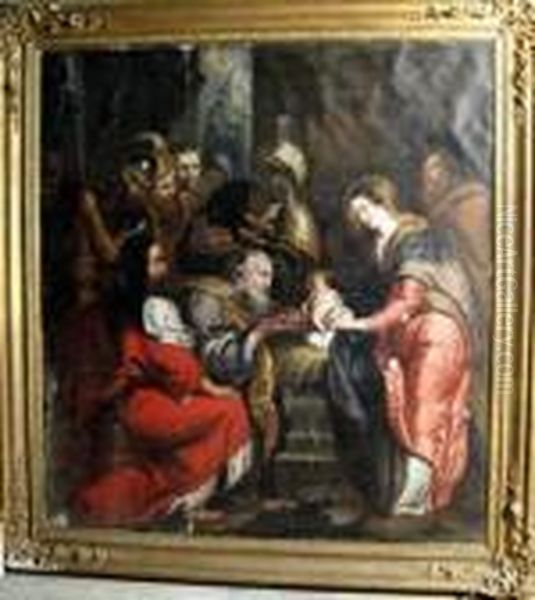 Adoration Of The Holy 3 Kings At Bethlehem Oil Painting by (studio of) Rubens, Peter Paul