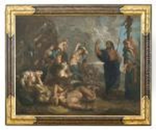 Mose E Il Serpente Di Bronzo Oil Painting by (studio of) Rubens, Peter Paul