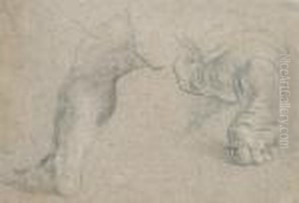 Beinstudien Eines Knieenden Mannes Oil Painting by (studio of) Rubens, Peter Paul