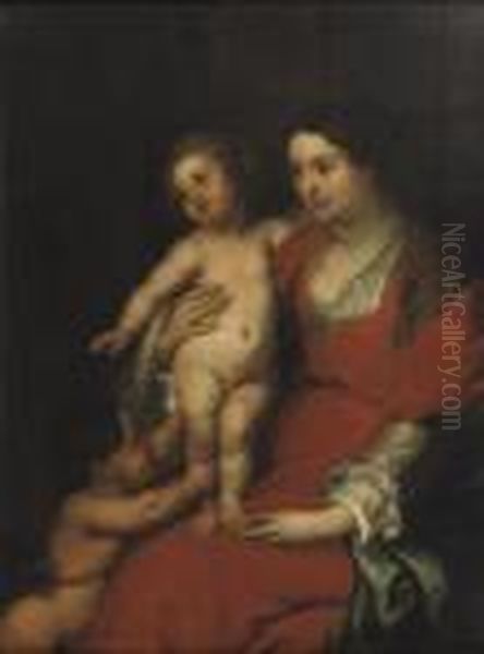 The Madonna And Child With The Infant Saint John The Baptist Oil Painting by (studio of) Rubens, Peter Paul