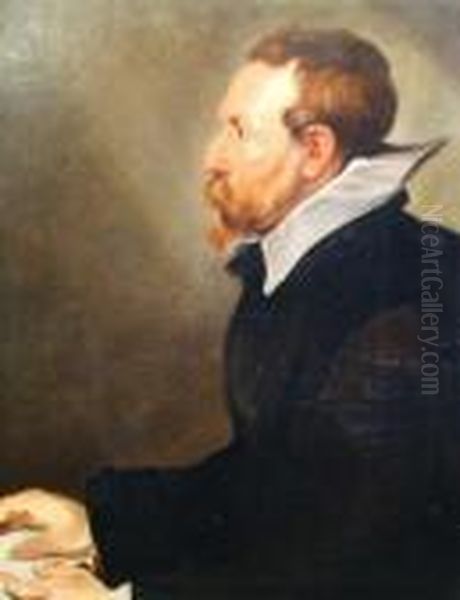 Portrait Of A Gentleman Scholar Seated At A Desk Oil Painting by (studio of) Rubens, Peter Paul