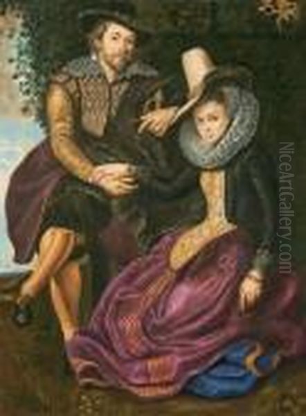 Self Portrait With Isabella Brant Oil Painting by (studio of) Rubens, Peter Paul