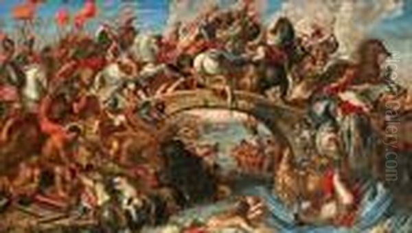 Hans Efterfoljd Amazonernas Kamp Oil Painting by (studio of) Rubens, Peter Paul