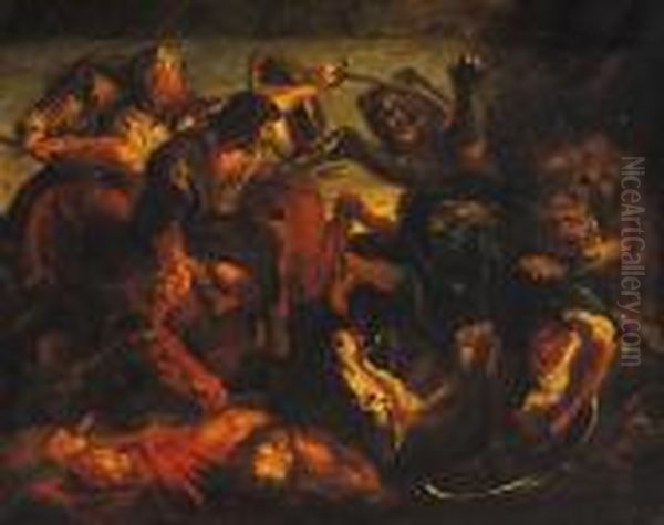 Hunting Scene With Lions Oil Painting by (studio of) Rubens, Peter Paul