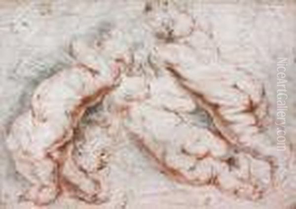 Etude De Quatre Cherubins Oil Painting by (studio of) Rubens, Peter Paul