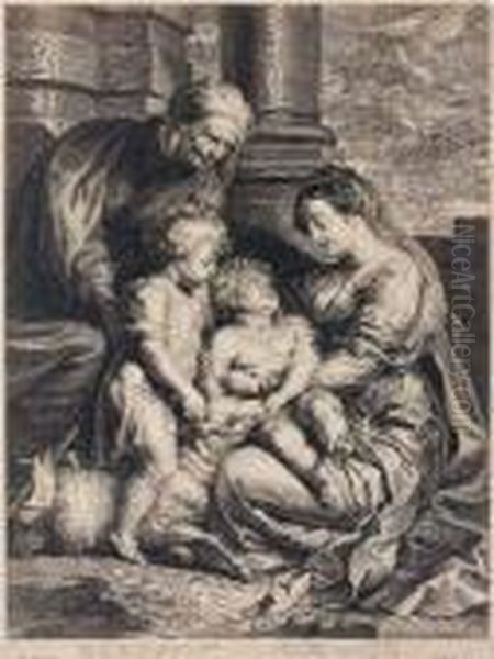 L'enfant Jesus, La Vierge, Saintjean-baptiste Et Sainte Anne Oil Painting by (studio of) Rubens, Peter Paul
