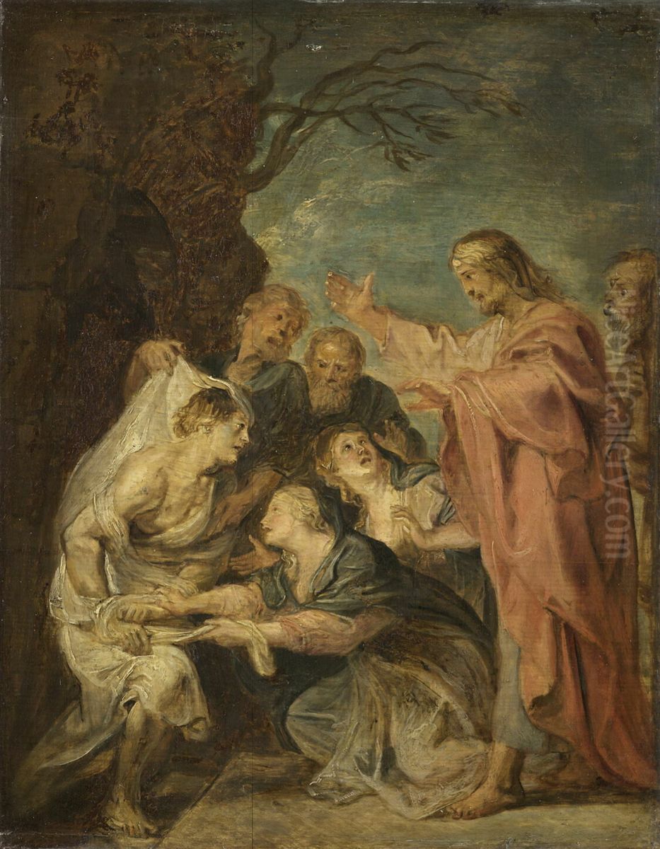 The Raising Of Lazarus Oil Painting by (studio of) Rubens, Peter Paul