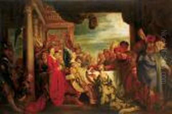 The Feast Of Esther Oil Painting by (studio of) Rubens, Peter Paul