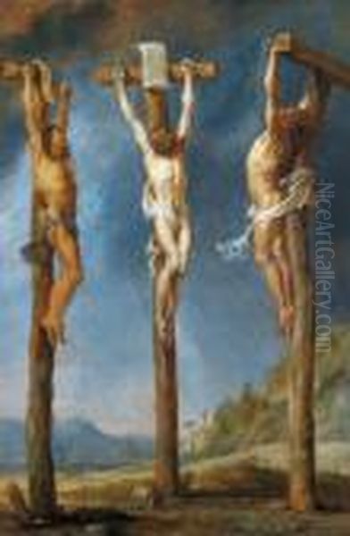 Cristo Sulla Croce Con I Dueladroni Oil Painting by (studio of) Rubens, Peter Paul