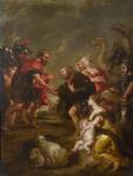 The Reconciliation Of Jacob And Esau. Oil Painting by (studio of) Rubens, Peter Paul