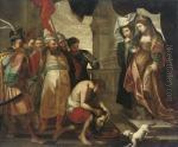 Queen Tomyris With The Head Of King Cyrus Oil Painting by (studio of) Rubens, Peter Paul