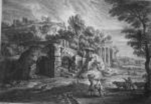 Antike Landschaft. Hirten Oil Painting by (studio of) Rubens, Peter Paul