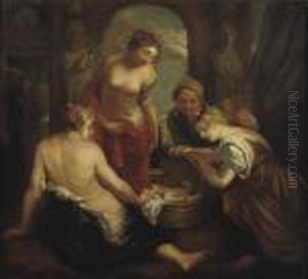 The Daughters Of Cecrops Discovering Erichtonius Oil Painting by (studio of) Rubens, Peter Paul