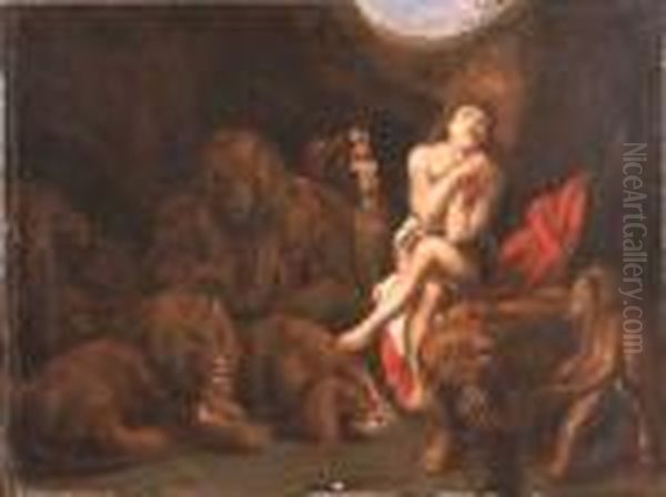 Daniel In The Lions Den Oil Painting by (studio of) Rubens, Peter Paul