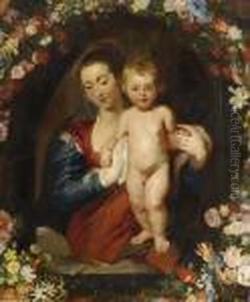 Muttergottes Mit Kind. Oil Painting by (studio of) Rubens, Peter Paul