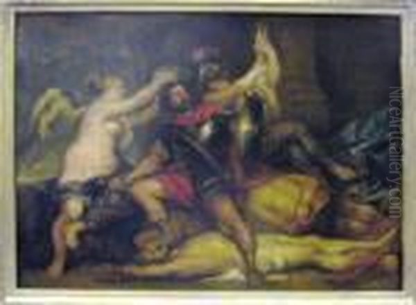 'the Triumph Of Victory - Victory To Fame, Crowing Ahero, Possibly Horatius Cooles'' Oil Painting by (studio of) Rubens, Peter Paul