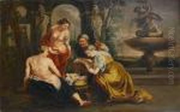 The Daughters Of Cecrops Finding Erichthonius Oil Painting by (studio of) Rubens, Peter Paul