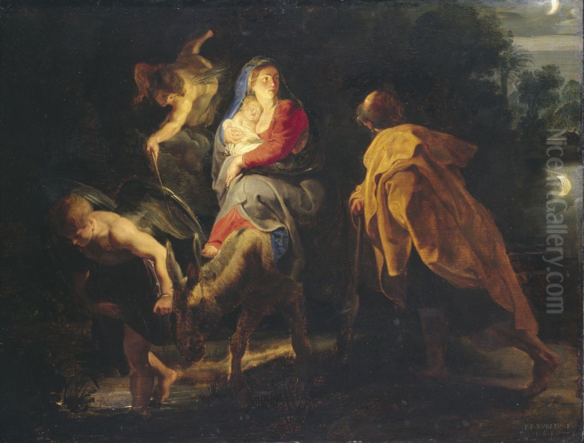 The Flight Into Egypt Oil Painting by (studio of) Rubens, Peter Paul