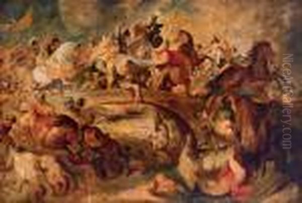 Replica Da La Battaglia Delle Amazzoni Del 1617 Oil Painting by (studio of) Rubens, Peter Paul