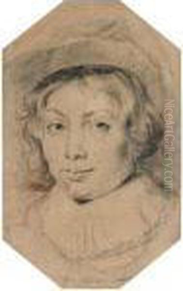 Crayon Noir, Repris 
Posterieurement A La Plume Et Encre Brune, Rajouts De Sanguine Sur Le 
Pourtour Oil Painting by (studio of) Rubens, Peter Paul