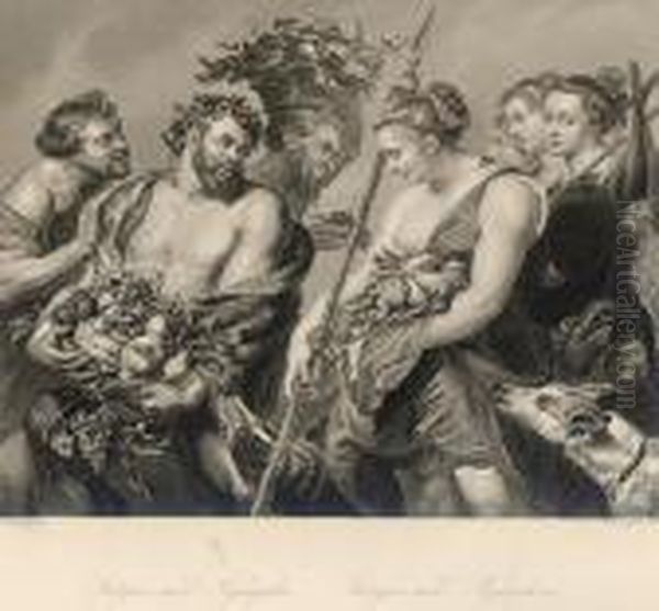 Satyr And Nymphs. Oil Painting by (studio of) Rubens, Peter Paul