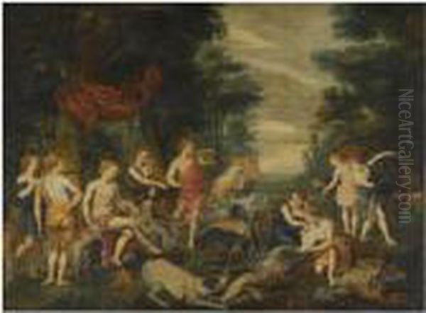 Diana And Her Nymphs Resting After The Hunt Oil Painting by (studio of) Rubens, Peter Paul