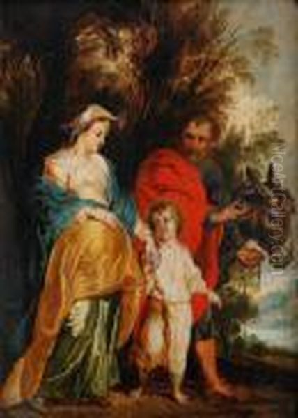 Flykten Till Egypten Oil Painting by (studio of) Rubens, Peter Paul