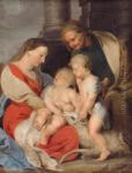 Maria Mit Dem Jesusknaben Und Elisabeth Mit Dem Johannesknaben Oil Painting by (studio of) Rubens, Peter Paul