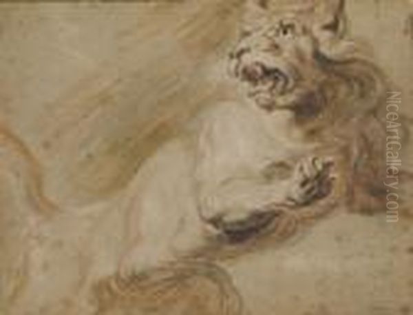 Lion Rugissant Oil Painting by (studio of) Rubens, Peter Paul