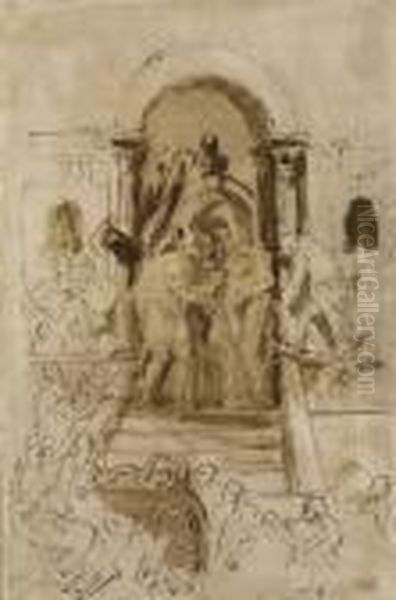 La Rencontre D'anne Et De Joachim A La Porte Doree Oil Painting by (studio of) Rubens, Peter Paul