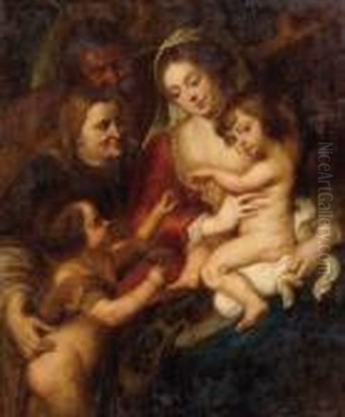 Die Hl. Familie Mit Elisabeth Und Dem Johannesknaben Oil Painting by (studio of) Rubens, Peter Paul