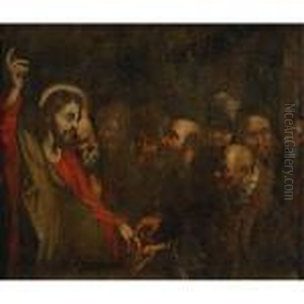 Christ And The Money Changers Oil Painting by (studio of) Rubens, Peter Paul