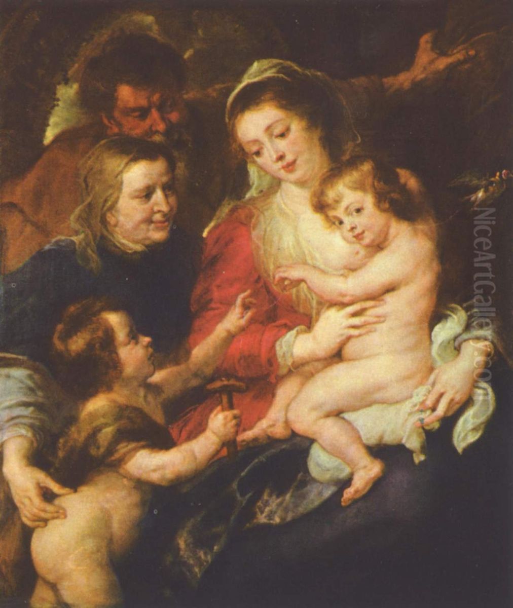 Heilige Familie Mit Elisabeth Und Johannes Oil Painting by (studio of) Rubens, Peter Paul