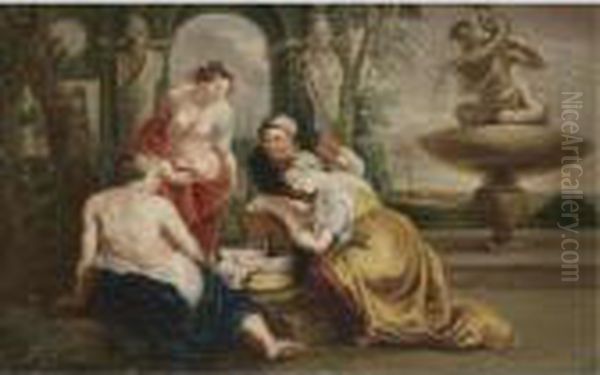 The Daughters Of Cecrops Discovering The Infant Erichtonius Oil Painting by (studio of) Rubens, Peter Paul
