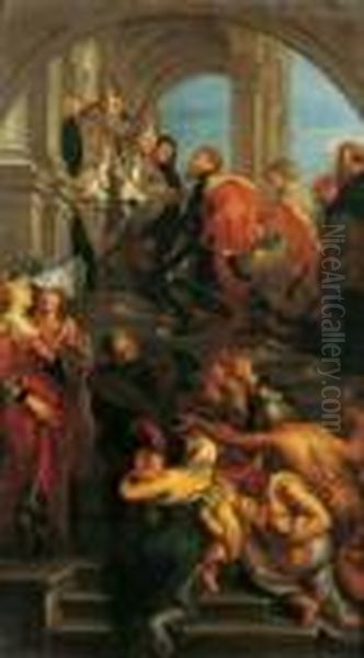 Die Bekehrung Des Hl. Bavo. Oil Painting by (studio of) Rubens, Peter Paul