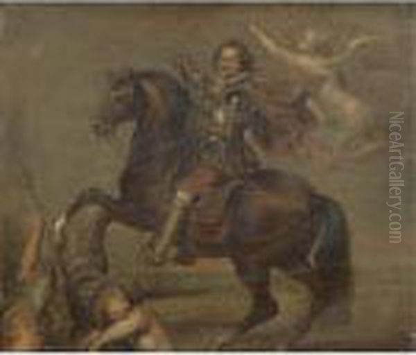 An Equestrian Portrait Of George Villiers, First Duke Of Buckingham (1592-1628) Oil Painting by (studio of) Rubens, Peter Paul