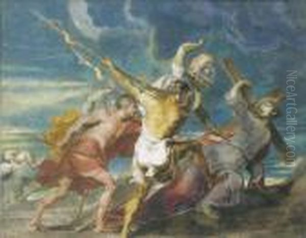 Soldiers Taunting Christ On The Road To Calvary Oil Painting by (studio of) Rubens, Peter Paul
